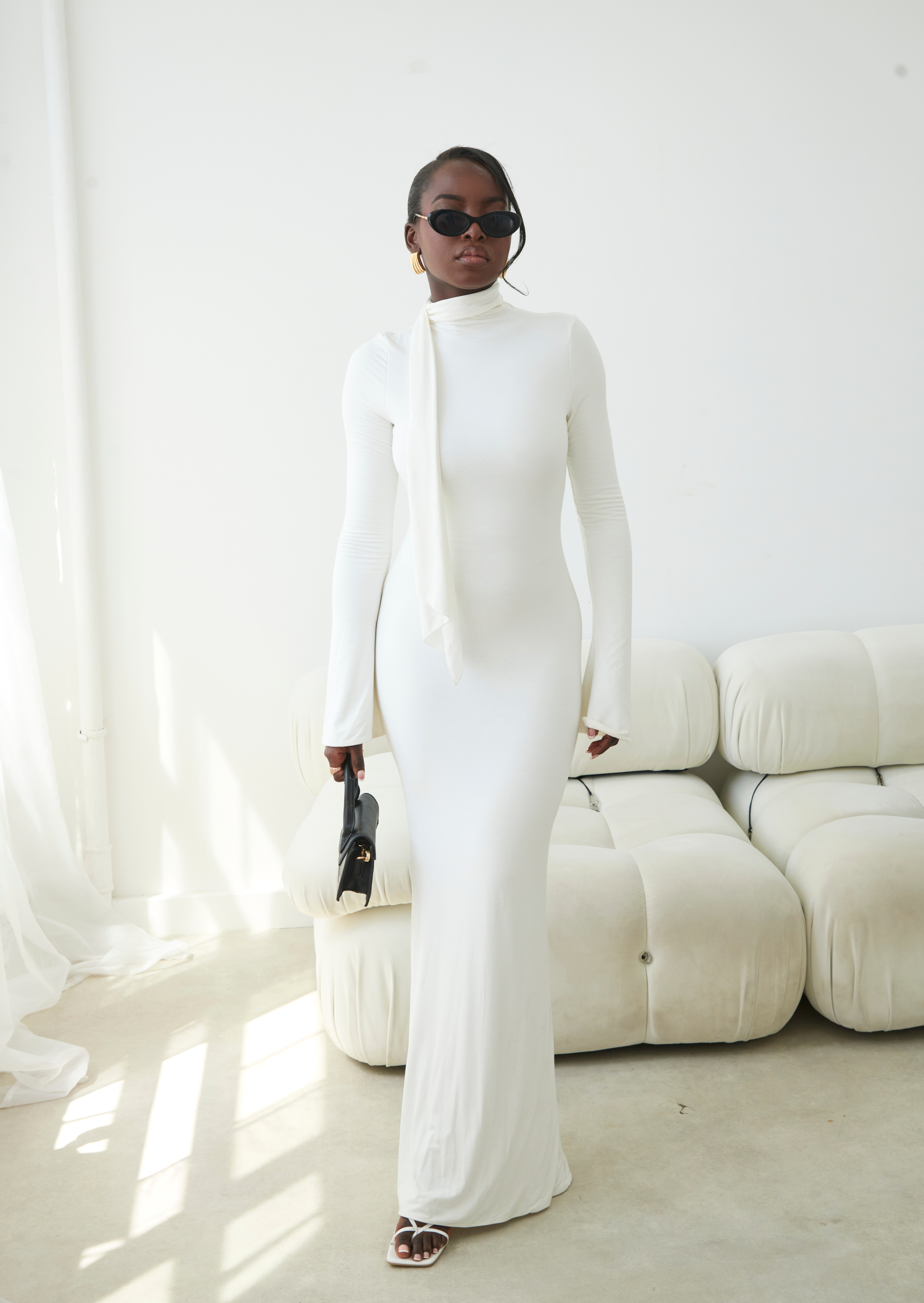 Soraya Scarf Maxi Dress - Soft White